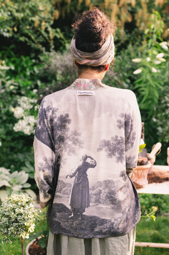 Market of Stars - Still I Rise Boho Artisan Bamboo Kimono with Landscape Print