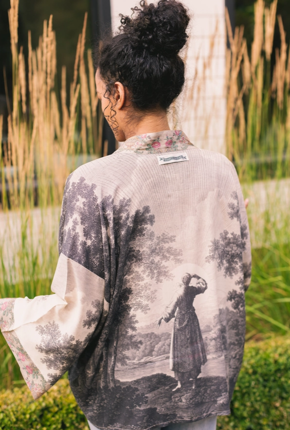 Market of Stars - Still I Rise Boho Artisan Bamboo Kimono with Landscape Print