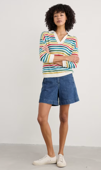 SEASALT CORNWALL - Gwynver Lightweight V-Neck Collared Jumper