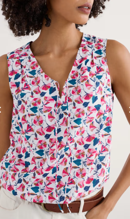 Cobbs Well Sleeveless Top - Floral Chalk