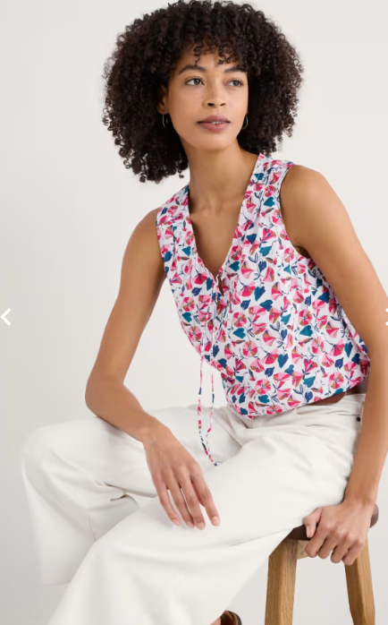 Cobbs Well Sleeveless Top - Floral Chalk