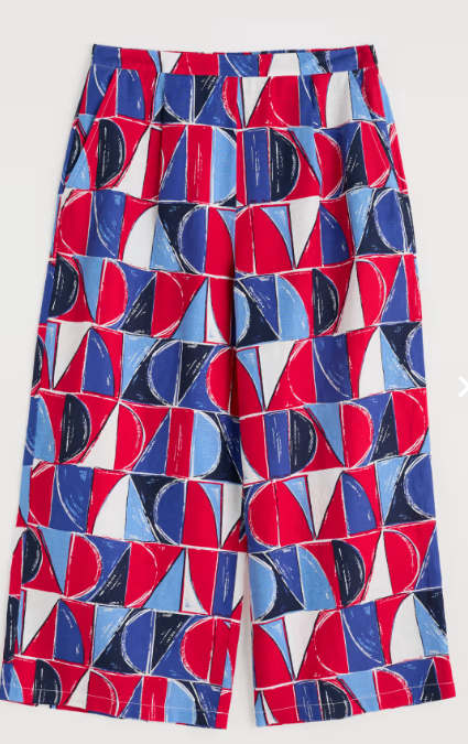 Peaceful Haven Linen Culottes - Sail Geo Scarlet