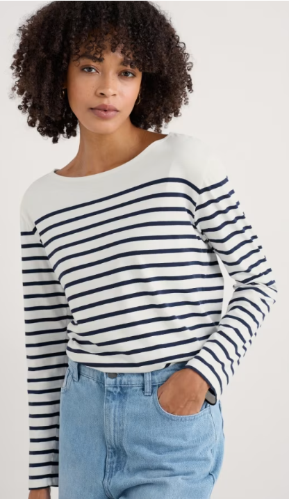 SEASALT CORNWALL - Sailor Shirt in GOTS-Certified Organic Cotton Jersey - Falmouth Breton Chalk Maritime