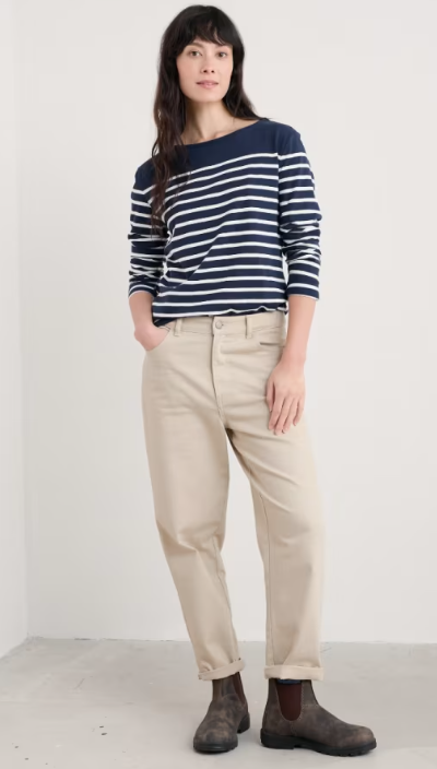 SEASALT CORNWALL - Sailor Shirt in GOTS-Certified Organic Cotton Jersey -Falmouth Breton Maritime Chalk