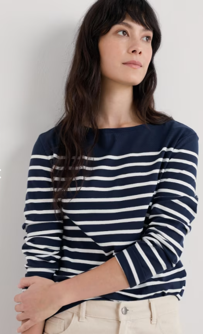 SEASALT CORNWALL - Sailor Shirt in GOTS-Certified Organic Cotton Jersey -Falmouth Breton Maritime Chalk