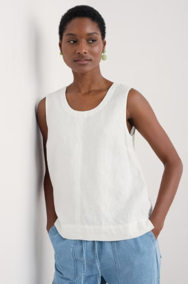 SEASALT CORNWALL - Lighthouse Station Linen Vest - Chalk