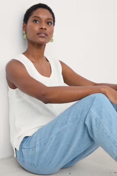 SEASALT CORNWALL - Lighthouse Station Linen Vest - Chalk