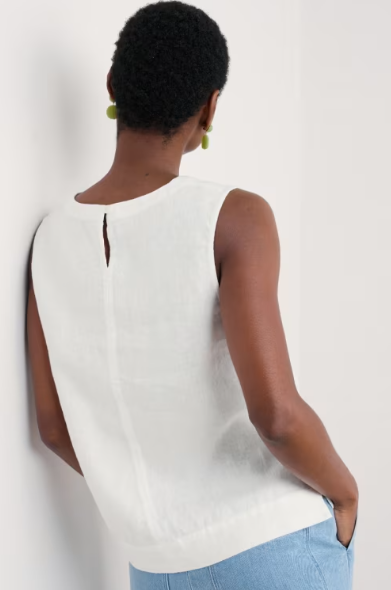 SEASALT CORNWALL - Lighthouse Station Linen Vest - Chalk