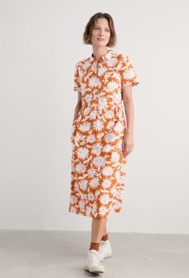 SEASALT CORNWALL - Fleet Midi Dress - Daisy Shadow Cumin