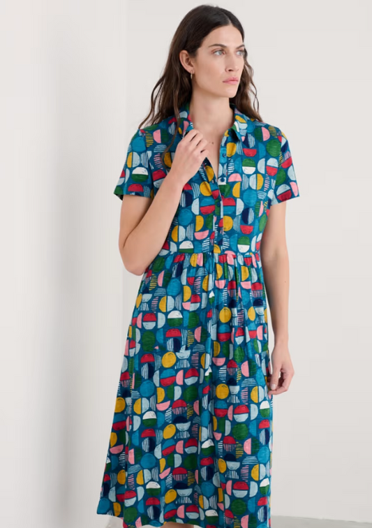 SEASALT CORNWALL - Mainland Dress  -Stacked Buoys Mid Teal