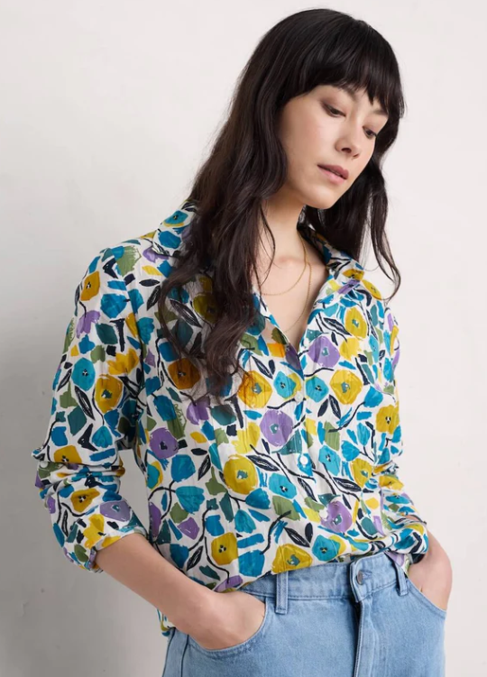 SEASALT CORNWALL - Larissa Shirt - Zennor Blooms Chalk