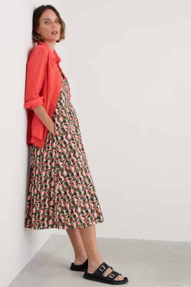 SEASALT CORNWALL - Madern Sleeveless Midi Dress - Table Flowers dark citron