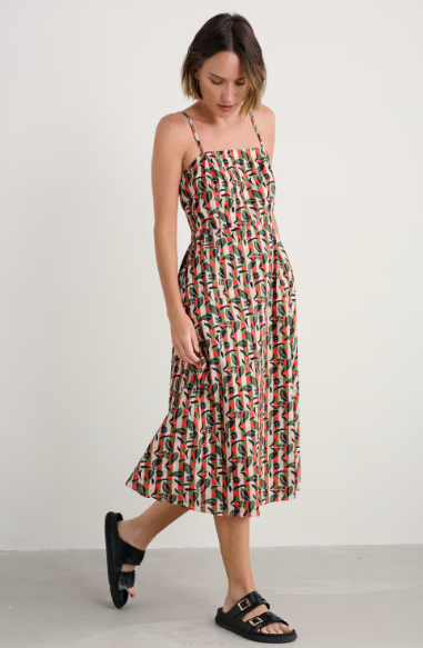 SEASALT CORNWALL - Madern Sleeveless Midi Dress - Table Flowers dark citron