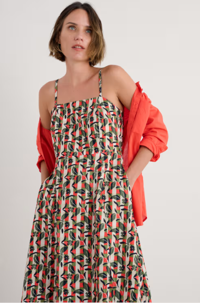 SEASALT CORNWALL - Madern Sleeveless Midi Dress - Table Flowers dark citron