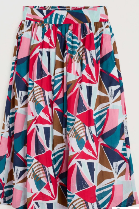 Mevagissey Midi Skirt in GOTS-Certified Organic Cotton - Spinnaker Sails Chalk