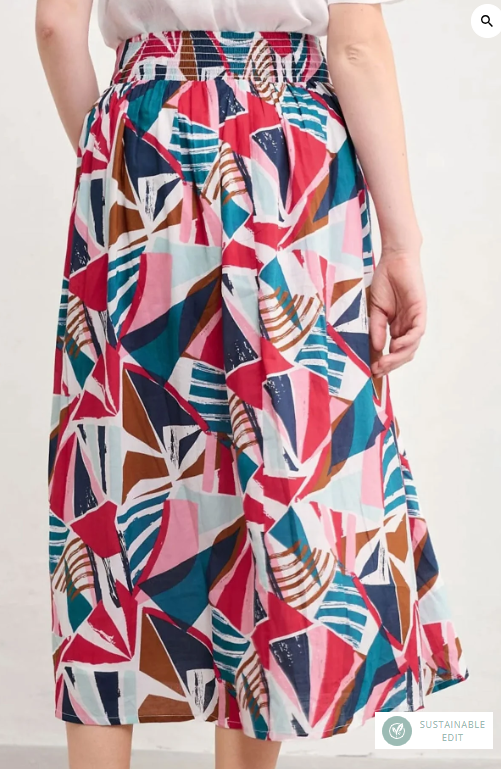 Mevagissey Midi Skirt in GOTS-Certified Organic Cotton - Spinnaker Sails Chalk