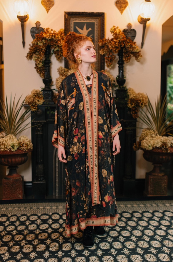 Market of Stars - Heart of Gold Opera Duster Kimono Robe w/ Sacred Heart