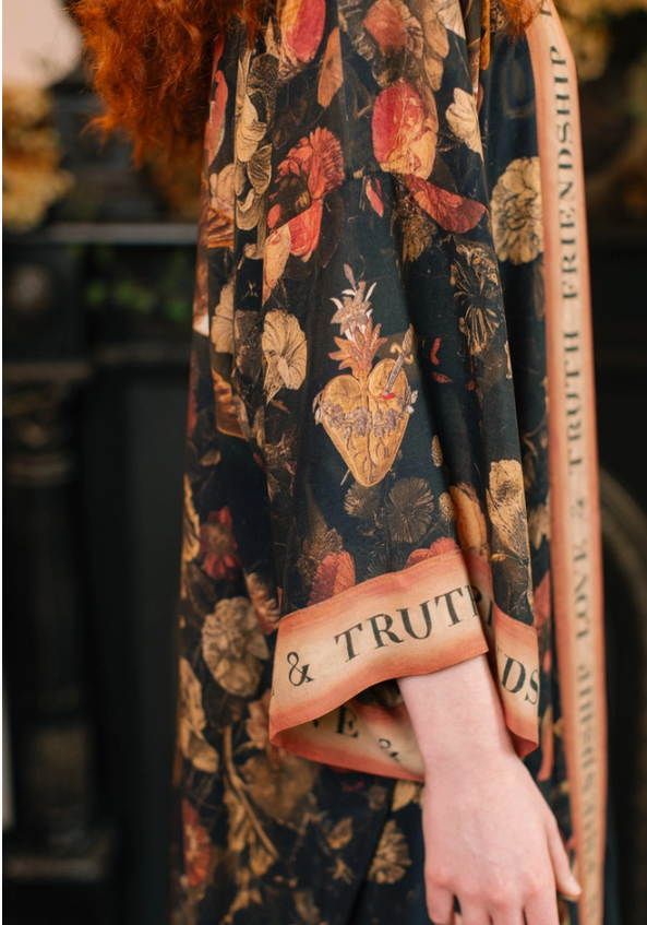 Market of Stars - Heart of Gold Opera Duster Kimono Robe w/ Sacred Heart