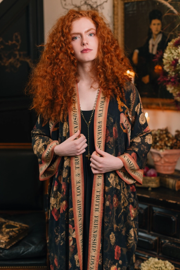 Market of Stars - Heart of Gold Opera Duster Kimono Robe w/ Sacred Heart