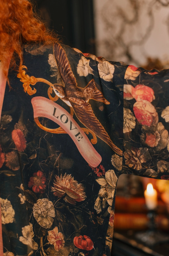 Market of Stars - Heart of Gold Pixie Duster Crop Kimono w/ Sacred Heart