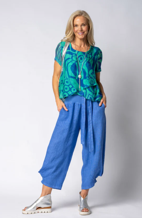 Addison Linen Pant in Positano Blue