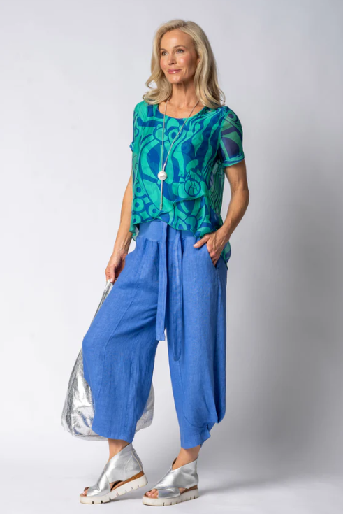 Addison Linen Pant in Positano Blue