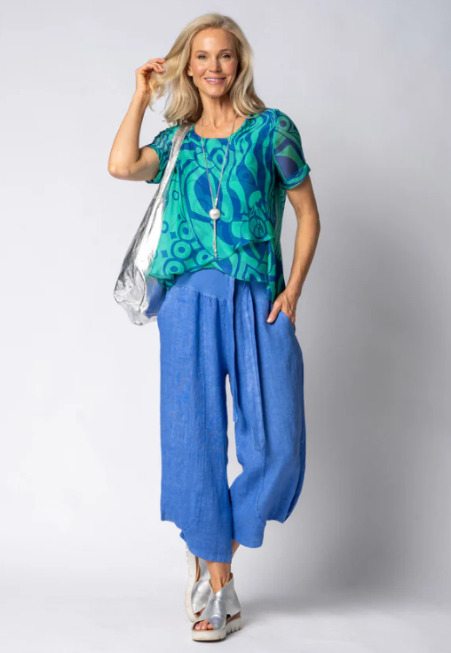 Addison Linen Pant in Positano Blue