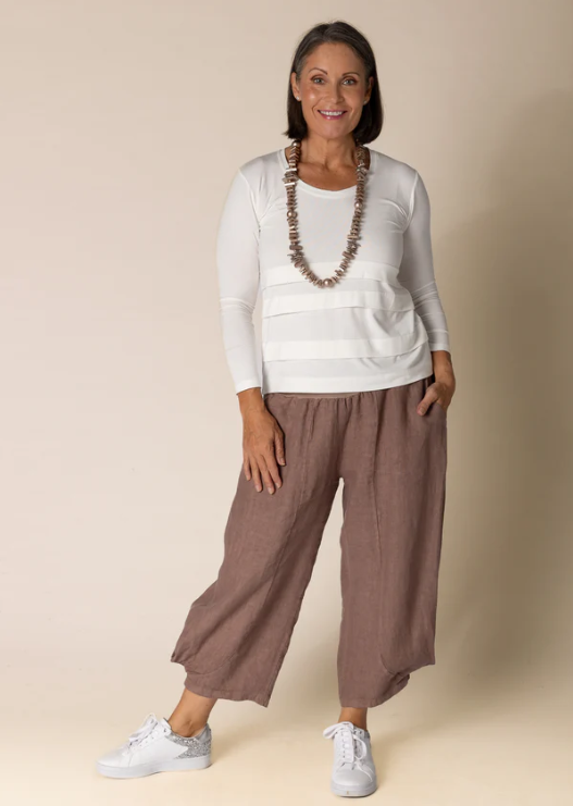 IMAGINE FASHION - Addison Linen Pant in Milk Chocolate