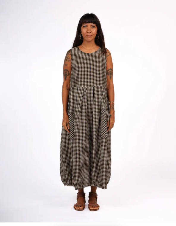 MONTAIGNE - Sartene French Linen Dress in Gingham