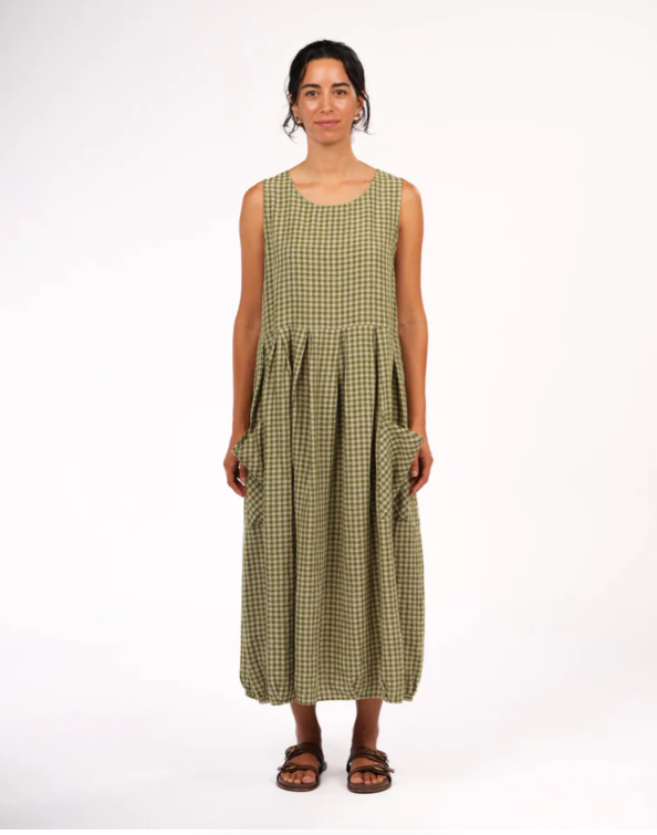 MONTAIGNE - Sartene French Linen Dress in Gingham
