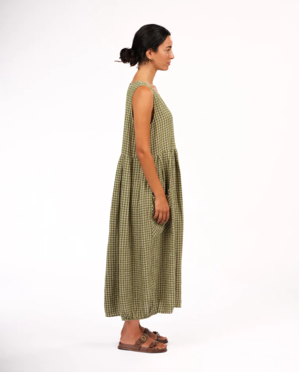 MONTAIGNE - Sartene French Linen Dress in Gingham