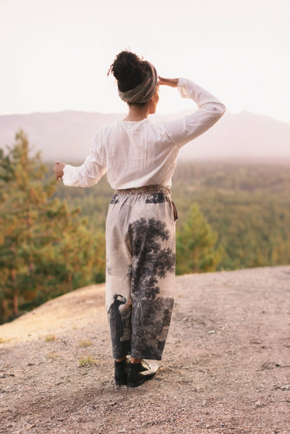 Market of Stars - Still I Rise Linen Cropped Artist Pant w/ Sunrise, Woman