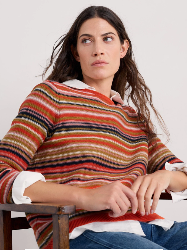 SEASALT CORNWALL - Makers Cotton Jumper - Ripple Marks Pear Multi