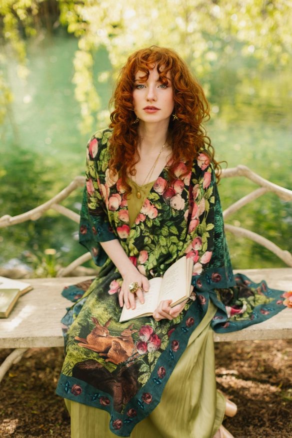 *PRE-SALE Market of Stars - The Daydreamer Goddess Duster Kimono w/ Florals & Rabbits