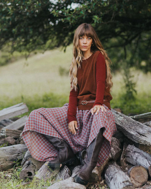 MONTAIGNE - Women’s Red Check Linen Pants – 100% French Linen Relaxed Fit