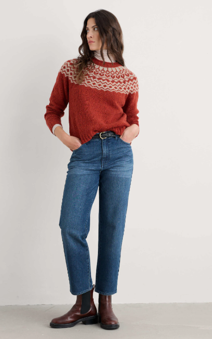 SEASALT CORNWALL - Port Kinnis Jumper Merino - Wag Tail Red Sail Birch Mix