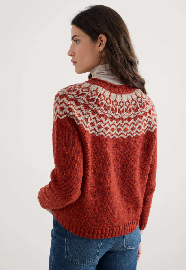 SEASALT CORNWALL - Port Kinnis Jumper Merino - Wag Tail Red Sail Birch Mix