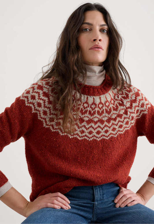 SEASALT CORNWALL - Port Kinnis Jumper Merino - Wag Tail Red Sail Birch Mix