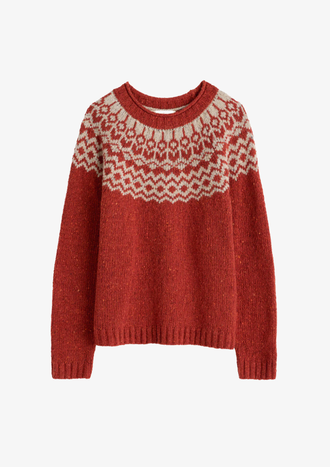 SEASALT CORNWALL - Port Kinnis Jumper Merino - Wag Tail Red Sail Birch Mix