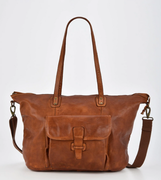 Cobb & Co - Rochester Rugged Leather Large Weekend Duffel - Cognac