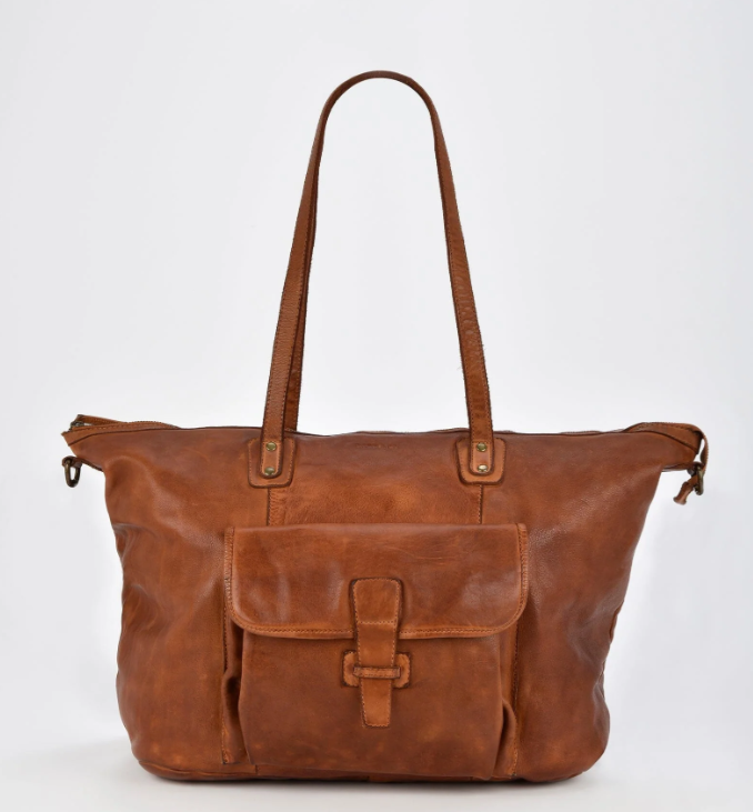 Cobb & Co - Rochester Rugged Leather Large Weekend Duffel - Cognac