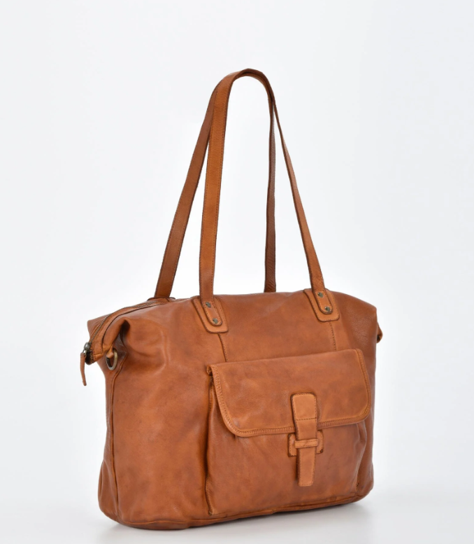 Cobb & Co - Rochester Rugged Leather Large Weekend Duffel - Cognac