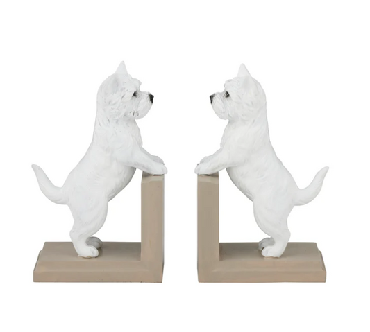 Westie White Bookends - S/2