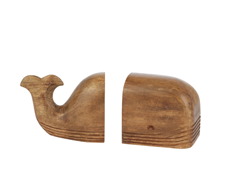 Wooden Whale Bookends - S/2