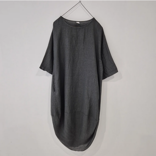 MONTAIGNE PARIS - Scalloped edge linen dress Made in Italy