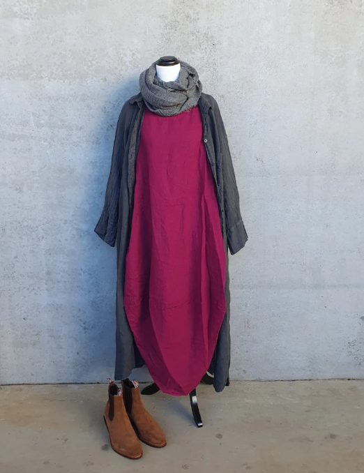 MONTAIGNE PARIS - Scalloped edge linen dress Made in Italy