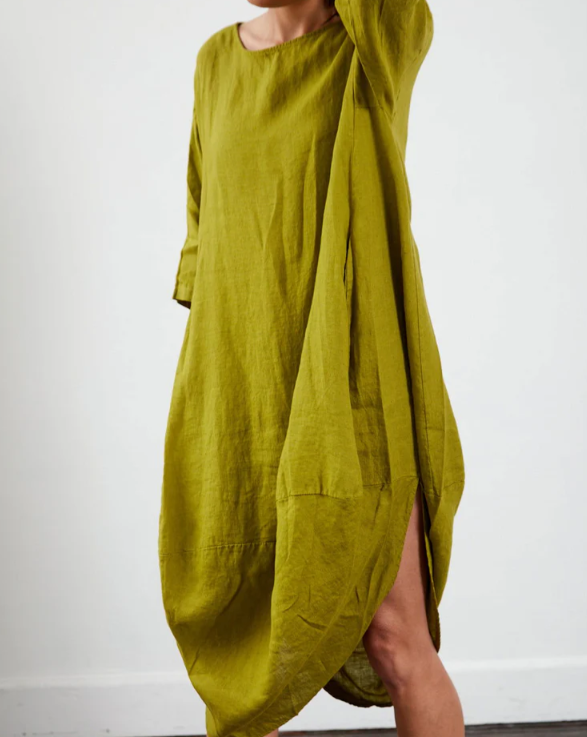 MONTAIGNE PARIS - Scalloped edge linen dress Made in Italy