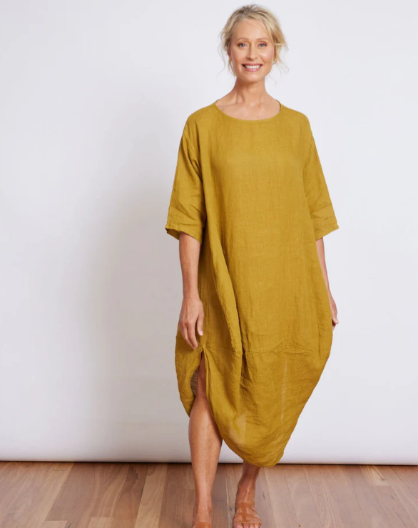 MONTAIGNE PARIS - Scalloped edge linen dress Made in Italy