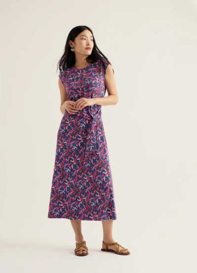 SEASALT CORNWALL - Fettling Dress - Summer Fronds Purple Kale