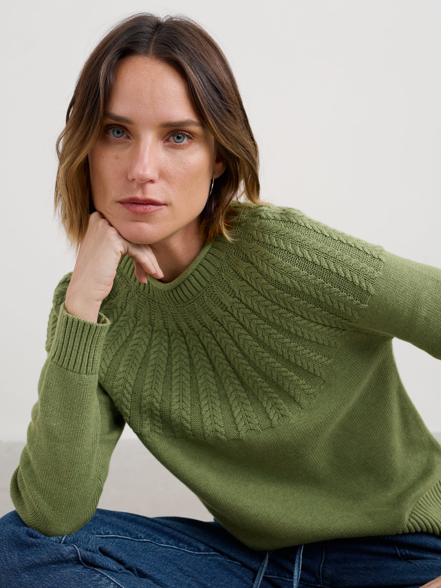 SEASALT CORNWALL - Stone Chat Organic Cotton Jumper - Moss